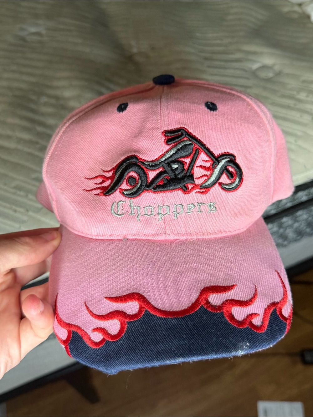 Vintage women’s Pink Choppers hat cap flames